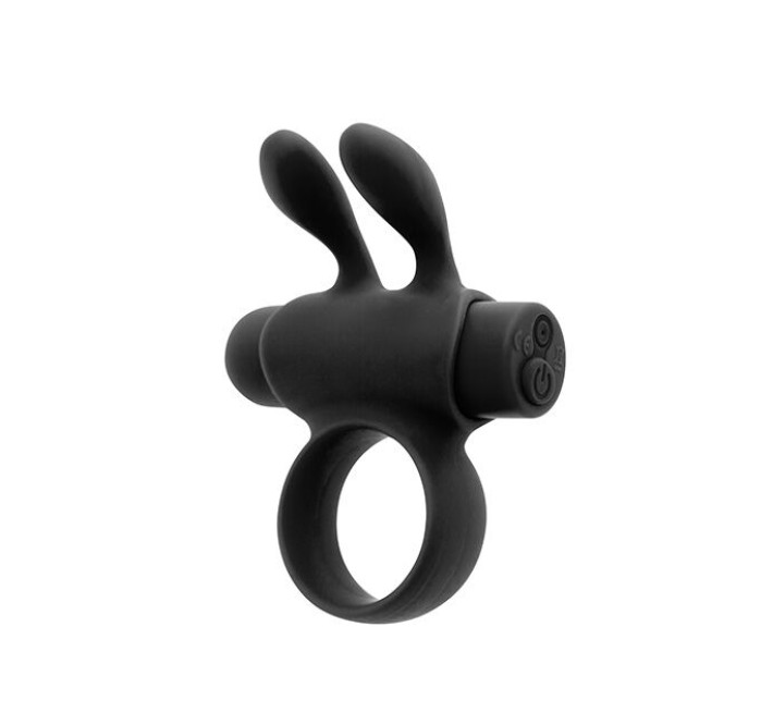 Ерекційне віброкільце S Pleasures Premium Rabbit Ring, чорне, зі знімною віброкулею та вушками