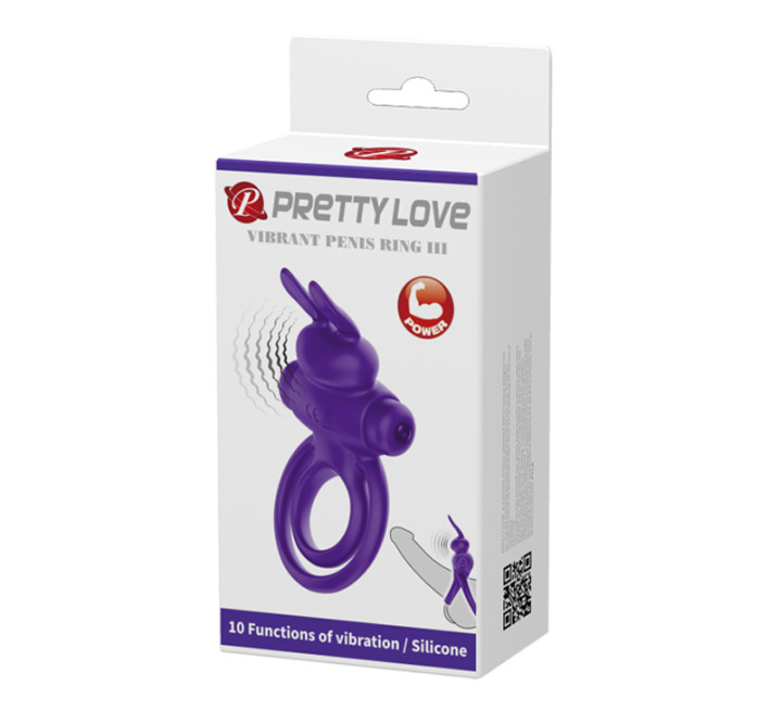 Эрекционное кольцо Pretty Love Vibrant Penis Ring 3 Фиолетовое