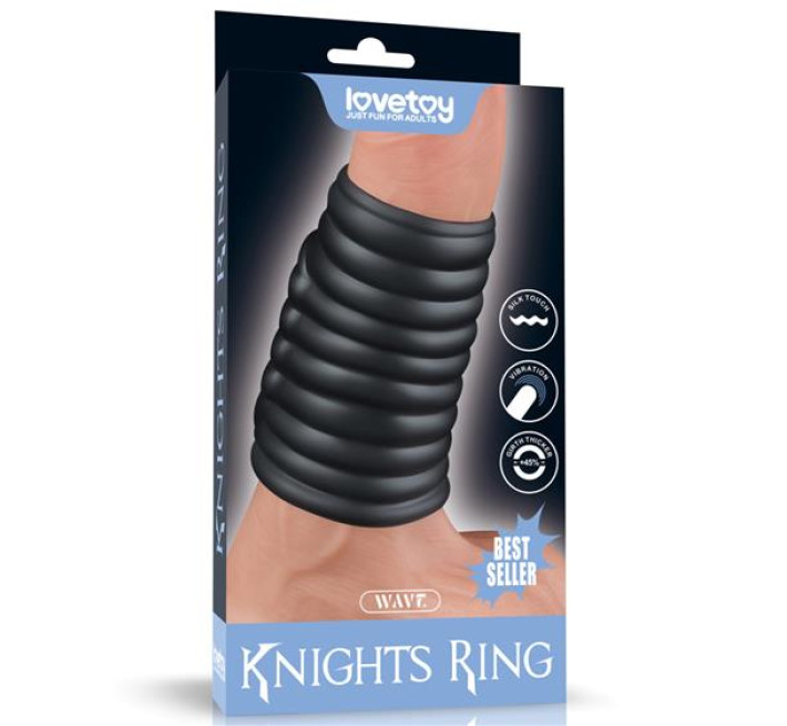 Насадка на член LoveToy Vibrating Wave Knights Ring Black