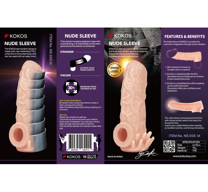 Насадка на член Kokos Nude Sleeve NS 005 M