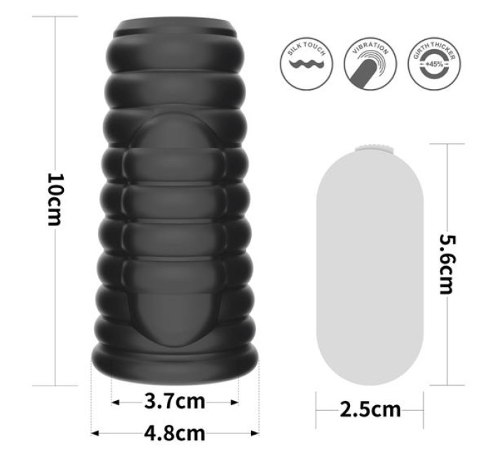 Насадка на член LoveToy Vibrating Wave Knights Ring Black