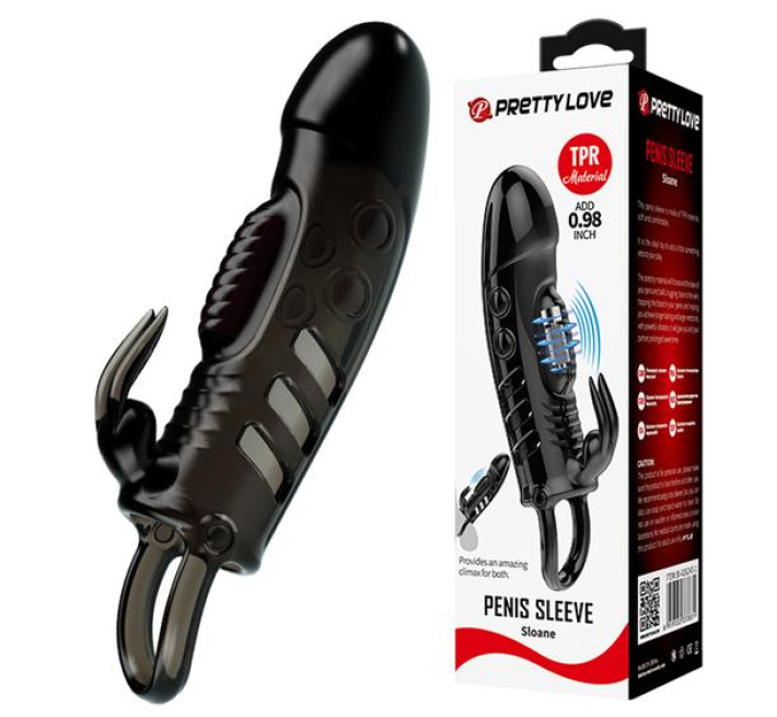 Насадка на член Pretty Love Sloane Vibrating Penis Sleeve Black