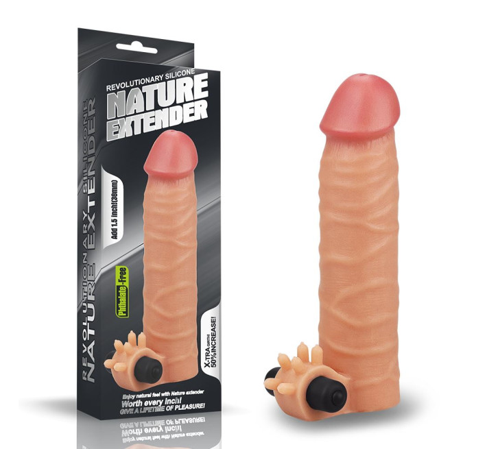 Насадка на член LoveToy Nature Extender Add 1.5 Тілесна LV414100