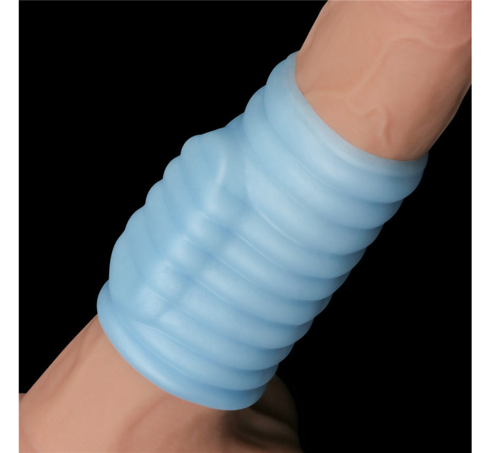 Насадка на член LoveToy Vibrating Wave Knights Ring Blue