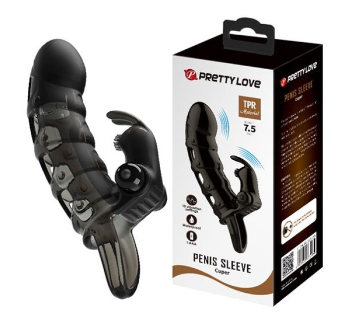 Насадка на член Pretty Love Cuper Vibrating Penis Sleeve Black