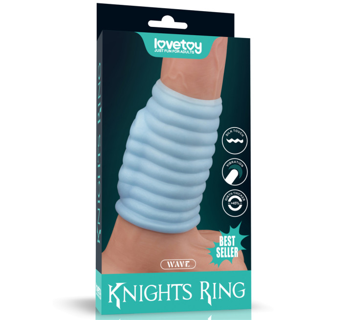 Насадка на член LoveToy Vibrating Wave Knights Ring Blue
