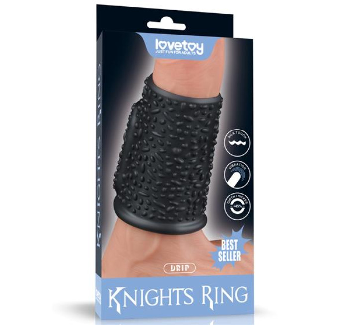 Насадка на член LoveToy Vibrating Drip Knights Ring Black