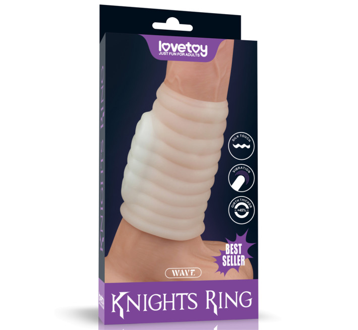Насадка на член LoveToy Vibrating Wave Knights Ring White