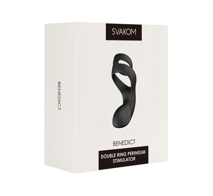 Двойное эрекционное кольцо Svakom Benedict Black со стимуляцией промежности