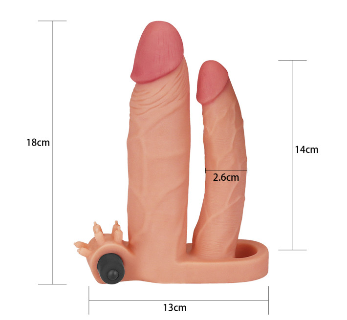Насадка на член LoveToy Pleasure X Tender Vibrating Double Penis Sleeve Add 1