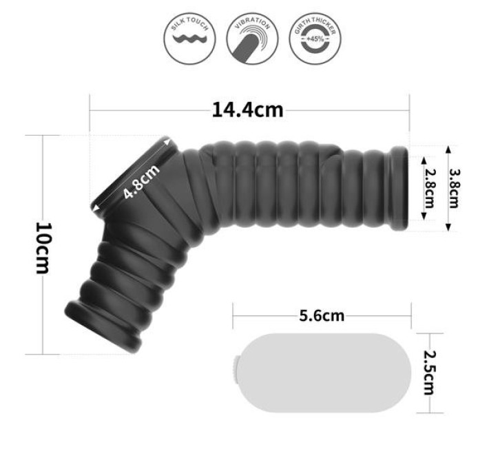 Насадка на член LoveToy Vibrating Wave Knights Ring With Scrotum Sleeve Black