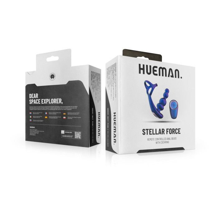 Анальний вібратор з ерекційним кільцем Hueman - Stellar Force Anal Beads with Cockring
