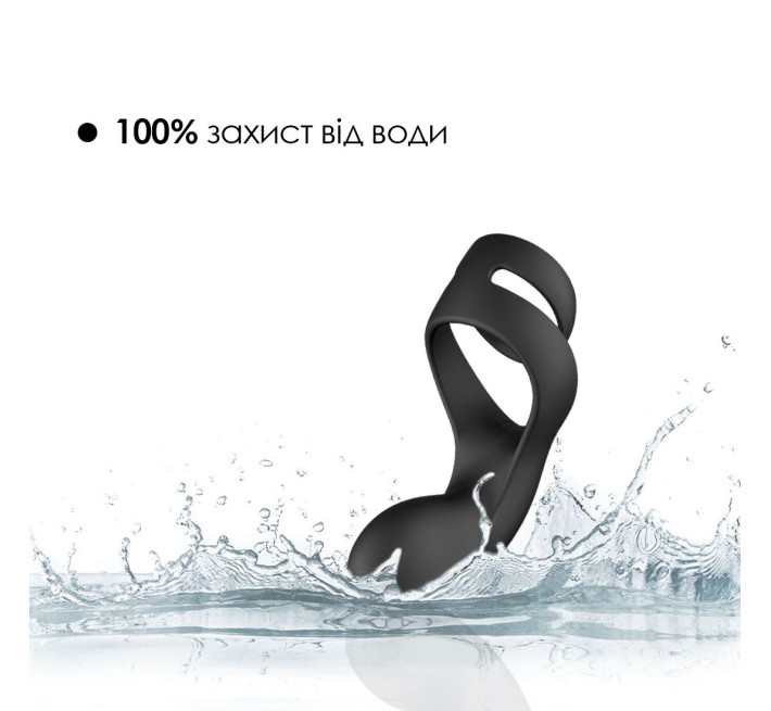 Двойное эрекционное кольцо Svakom Benedict Black со стимуляцией промежности