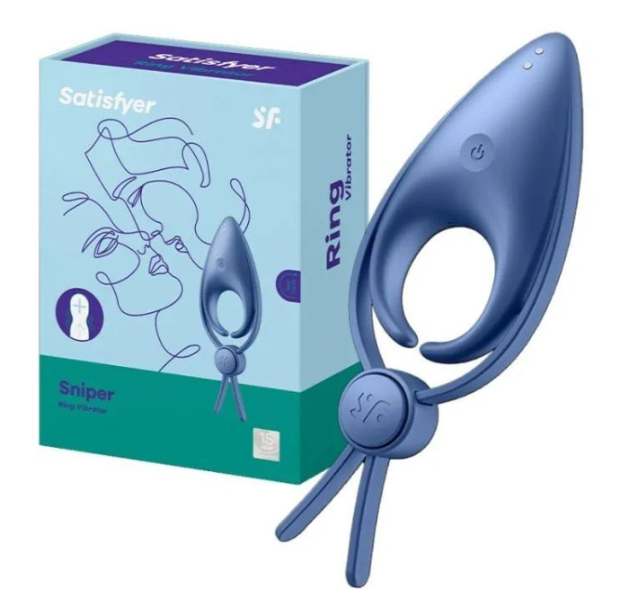 Эрекционное виброкольцо ласо с регулировкой размера Satisfyer Sniper Blue