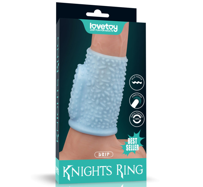 Насадка на член LoveToy Vibrating Drip Knights Ring Blue
