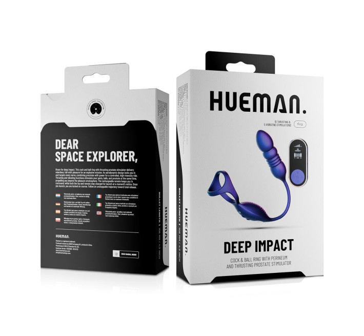 Анальний стимулятор з ерекційним кільцем Hueman Deep Impact, пульсація, масаж промежини