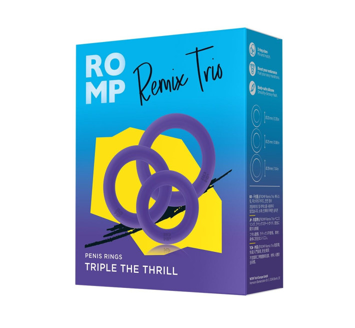 Набор эрекционных колец Romp Remix Trio, очень эластичные, диаметры 2; 2,5 и 2,9 см