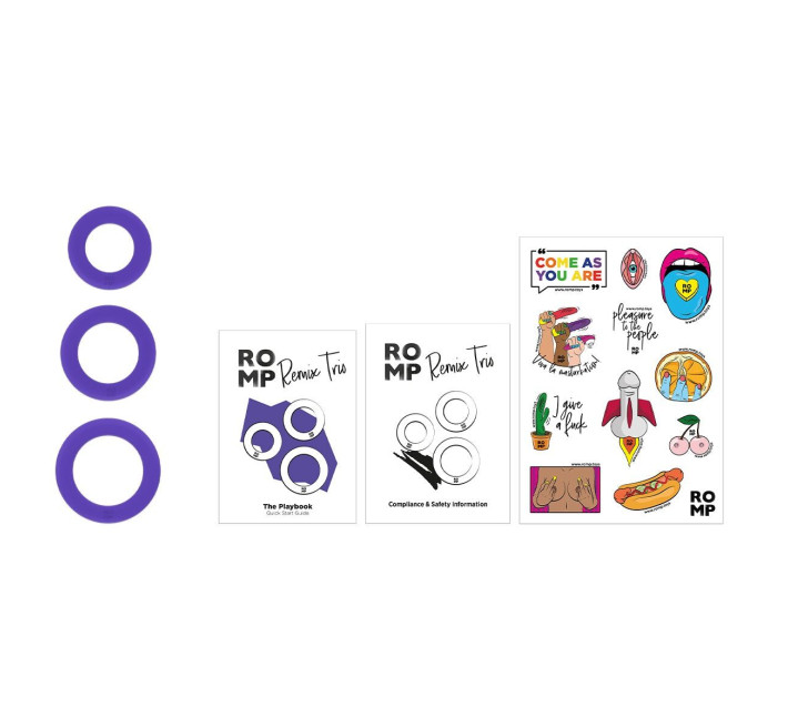 Набор эрекционных колец Romp Remix Trio, очень эластичные, диаметры 2; 2,5 и 2,9 см