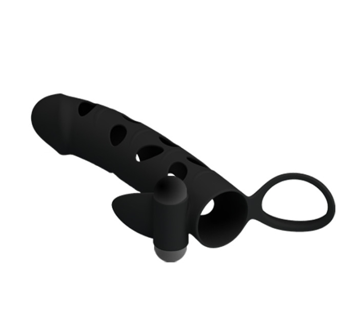 Насадка на член Pretty Love 6 Inch Vibrating Penis Sleeve Чорна