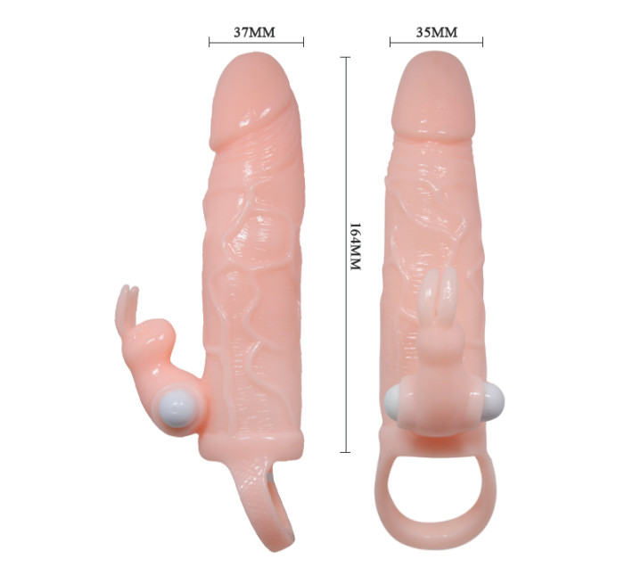 Насадка на член LyBaile Brave men Vibro Penis Sleeve Flesh with Bunny BI0499