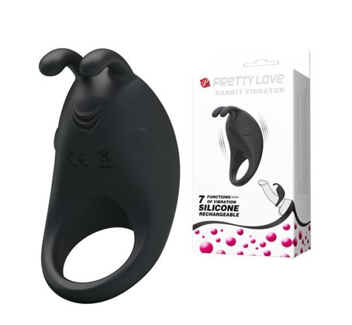 Эрекционное кольцо Pretty Love Rabbit Vibrator Penis Ring Black