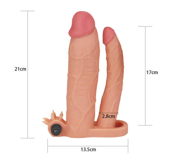 Насадка на член LoveToy Pleasure X Tender Vibrating Double Penis Sleeve Add 3