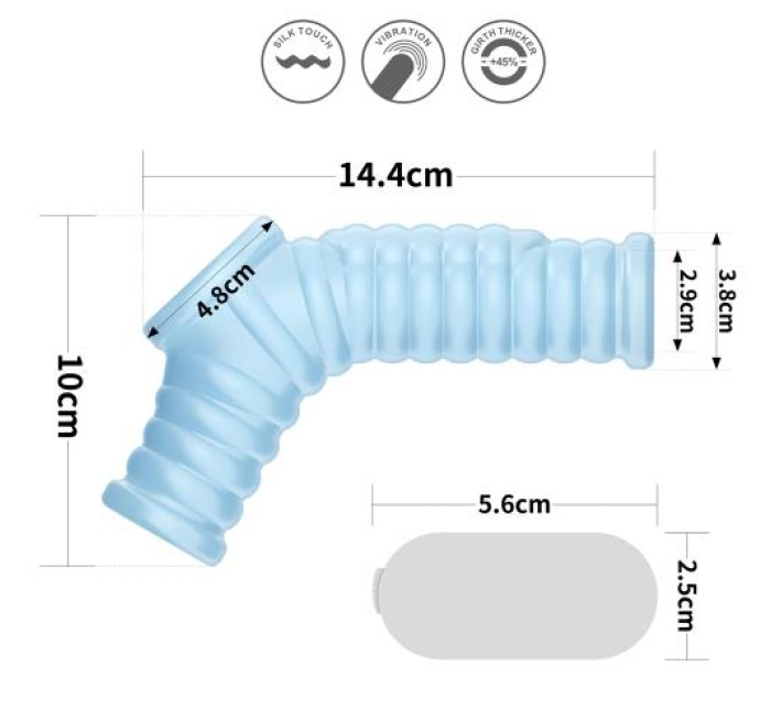 Насадка на член LoveToy Vibrating Wave Knights Ring With Scrotum Sleeve Blue