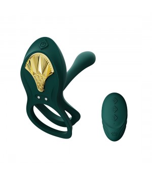 Смарт-эрекционное кольцо Zalo BAYEK Turquoise Green, двойное с вводной частью, пульт ДУ