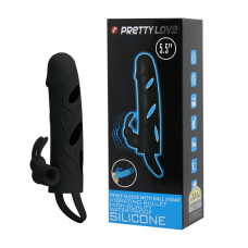 Насадка на член Pretty Love 5,5 Inch Vibrating Penis Sleeve Чорна