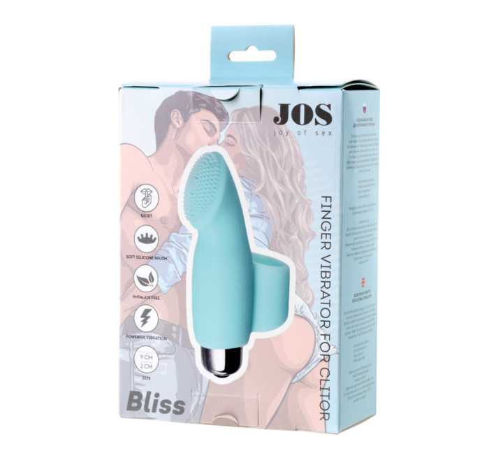 Вібронасадка на палець Toyfa JOS BLISS 9 см Бірюзова