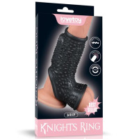Насадка на член LoveToy Vibrating Drip Knights Ring With Scrotum Sleeve Black