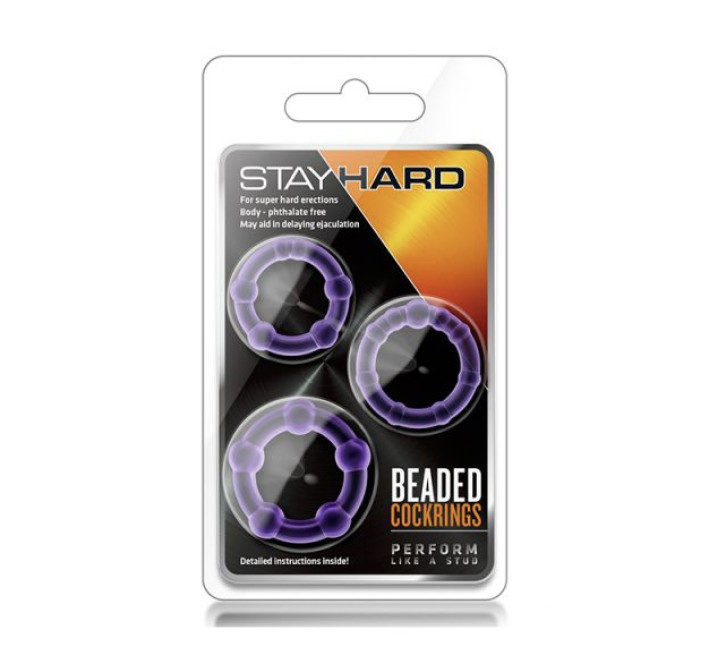 Набір ерекційних кілець Blush Stay Hard Beaded Cockrings Фіолетовий