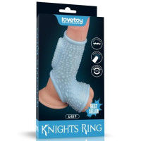 Насадка на член LoveToy Vibrating Drip Knights Ring With Scrotum Sleeve Blue Насадка на член LoveToy Vibrating Drip Knights Ring With Scrotum Sleeve Blue