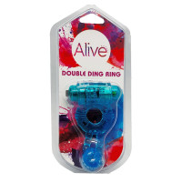 Ерекційне віброкільце Alive: Double Ding Ring Blue, два мотори