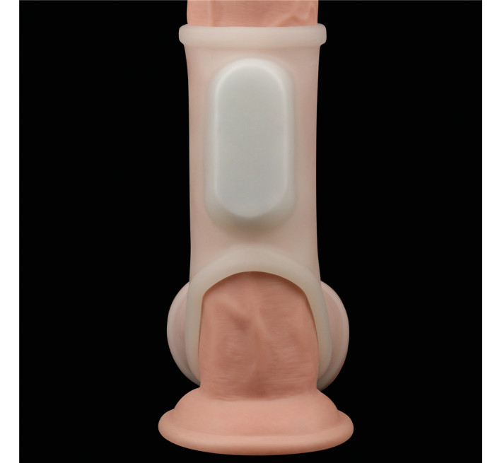 Насадка на член LoveToy Vibrating Silk Knights Ring With Scrotum Sleeve White