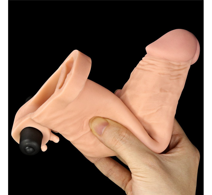Насадка на пеніс, що подовжує LoveToy Pleasure Extender Sleeve Vibro 2 Тілесна