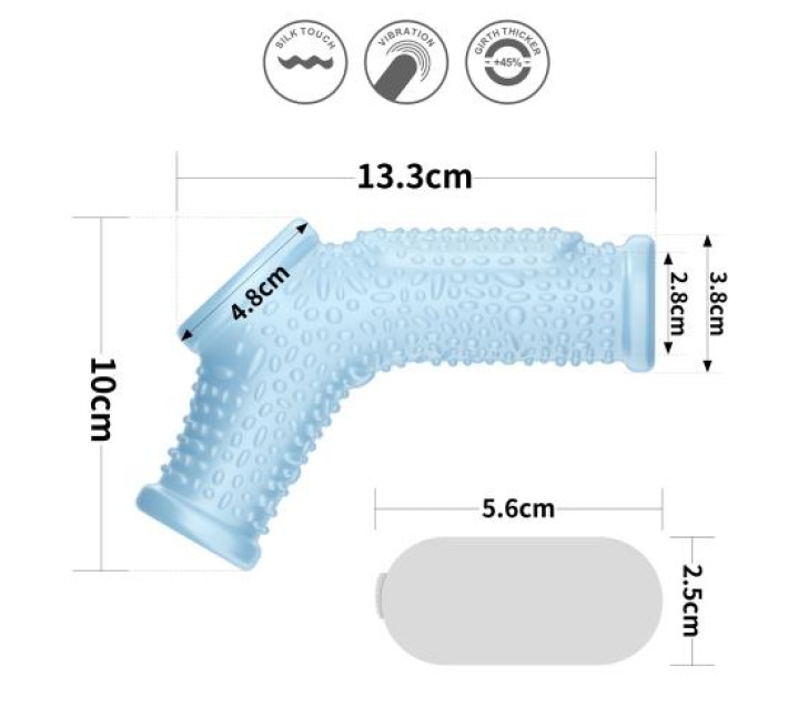 Насадка на член LoveToy Vibrating Drip Knights Ring With Scrotum Sleeve Blue