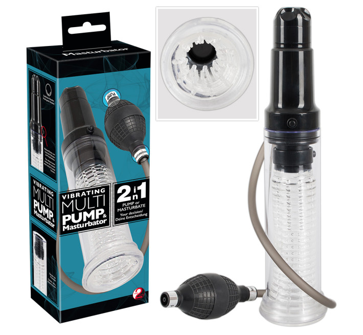 Чоловічий насос You2Toys Vibrating Multi Pump & Masturbator Прозора