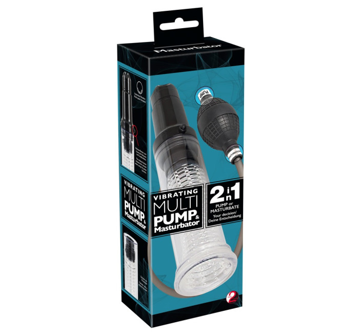 Чоловічий насос You2Toys Vibrating Multi Pump & Masturbator Прозора