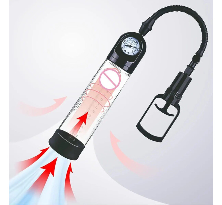 Вакуумна помпа Men Powerup зі стрілковим манометром і ручним насосом