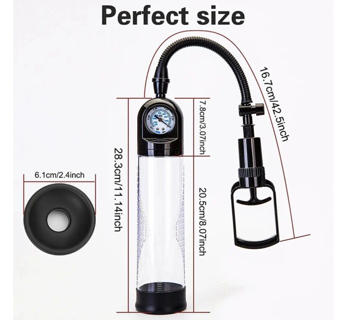 Вакуумна помпа Men Powerup зі стрілковим манометром і ручним насосом