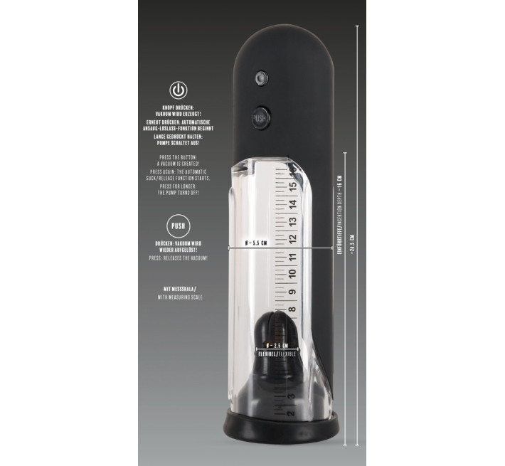Чоловіча помпа Rebel Automatic Penis Pump Чорна/Прозора