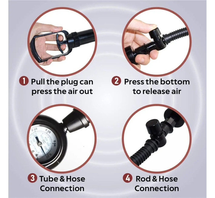 Вакуумна помпа Men Powerup зі стрілковим манометром і ручним насосом