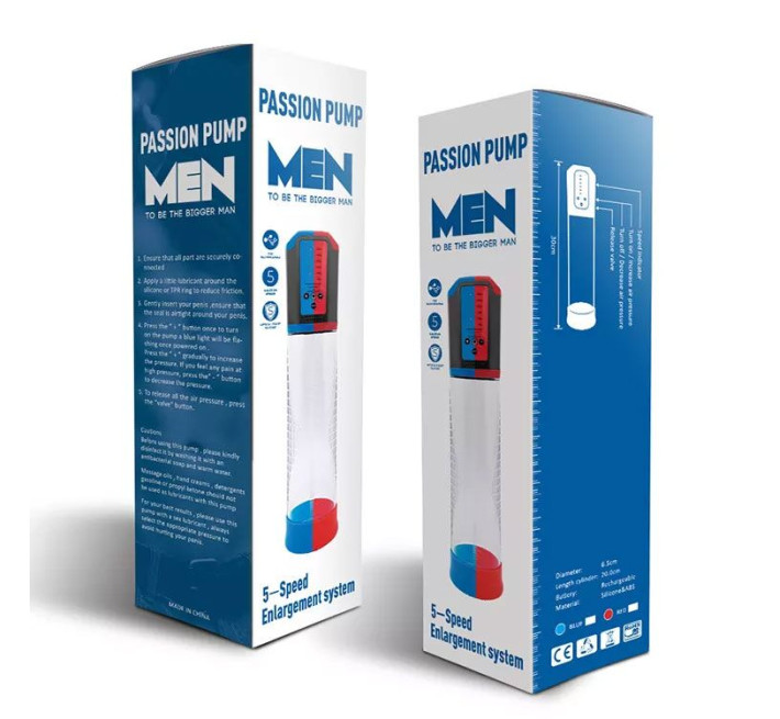 Автоматична вакуумна помпа Men Powerup Passion Enlargement system Red, перезаряджувана, 5 режимів