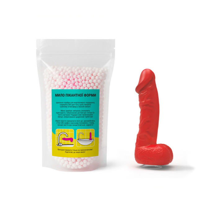 Крафтовое мыло-член с присоской Чистий Кайф MEDIUM Red, натуральное