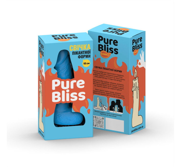 Свічка у вигляді члена Pure Bliss MINI Blue 15 см