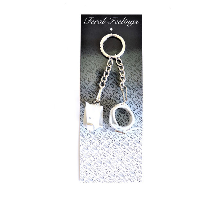 Брелок Наручники с пряжкой Feral Feelings Белый