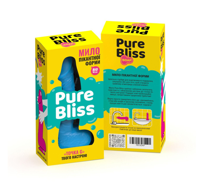 Крафтове мило-член із присоскою Pure Bliss BIG Blue, натуральне