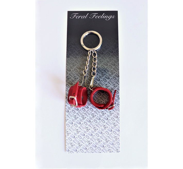 Брелок Наручники с пряжкой Feral Feelings Красный