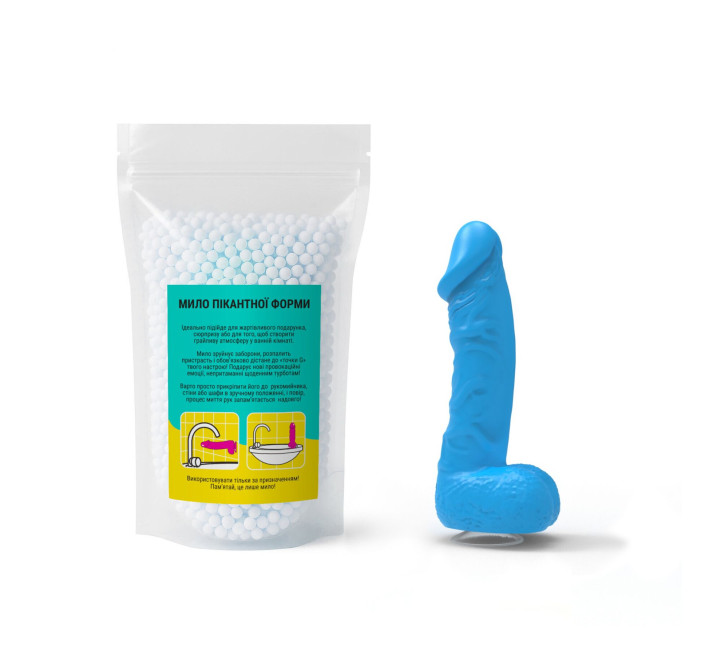 Крафтове мило-член з присоскою Чистий Кайф LARGE Blue, натуральне